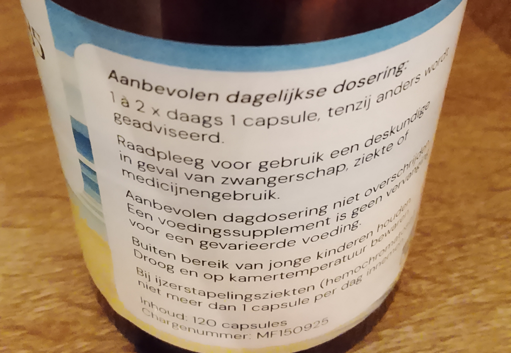 Dosering Vitamine C/B5 Complex capsules. Beschrijving dosering bij Massagepraktijk Herma in Harfsen bij Lochem